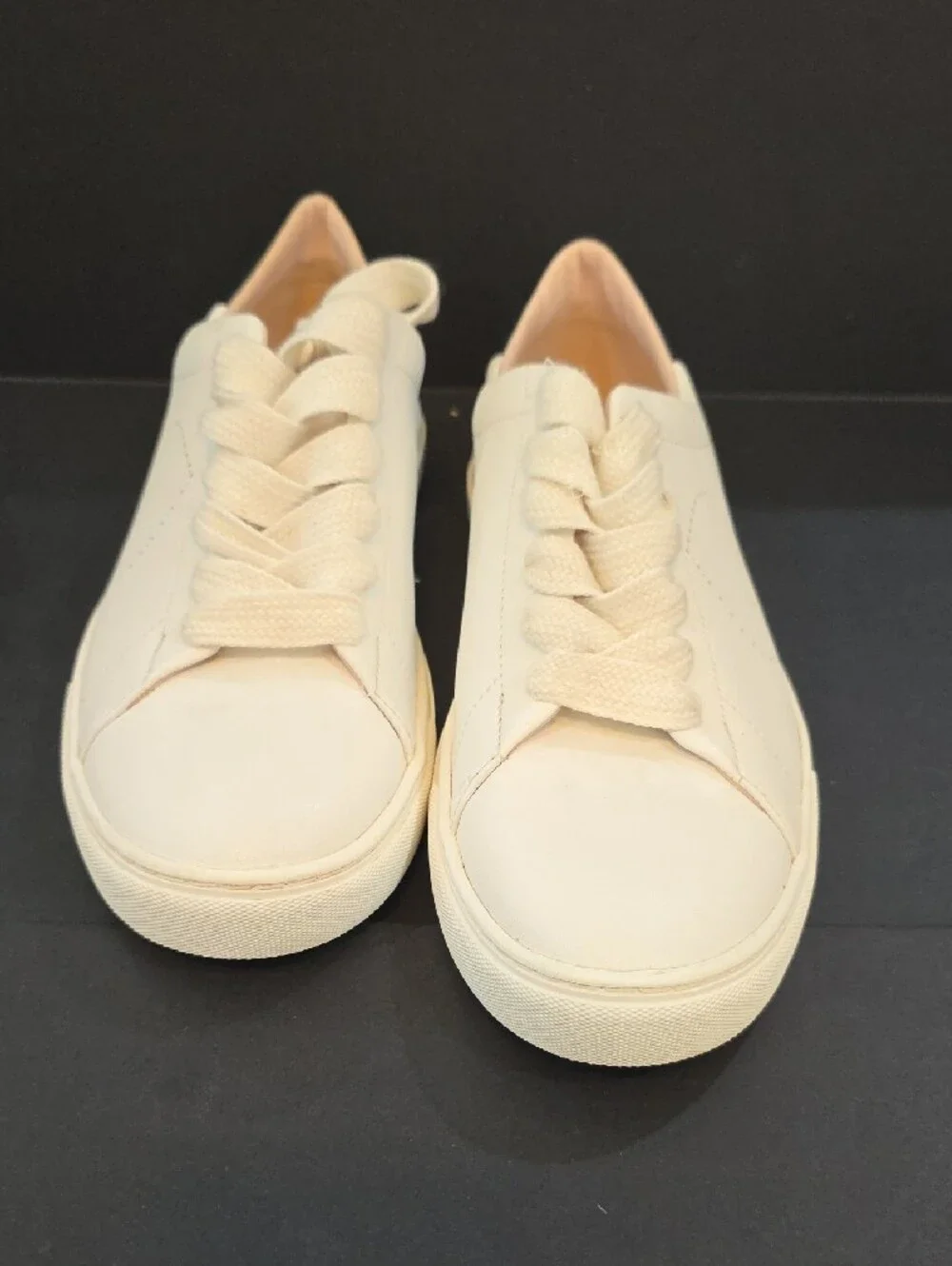 kate spade New York Angelise Cream Leather Sneakers with Black Heel Size 11